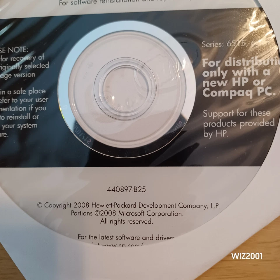 New Sealed HP COMPAQ APPLICATION & Driver Recovery DVD 65l5 6715 440897-B25 - Image 4 of 4