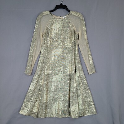 julia jordan metallic dress Julia Jordan V-Neck Metallic Stripe Mini Dress, Long Sleeve, Lined, size 4,  EUC!