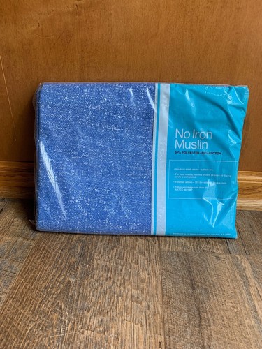 NEW Vintage JcPenney No-Iron Muslin One Flat Sheet Twin Bed Blue Floral NIP - Picture 2 of 7