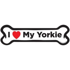 I Love My Yorkie Dog Bone Car Magnet - 2x7 Dog Bone Auto Truck Decal Magnet
