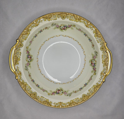 Noritake M Loyalo Round Serving Bowl 10.5'' 1930s Japan Floral Gold Porcelain