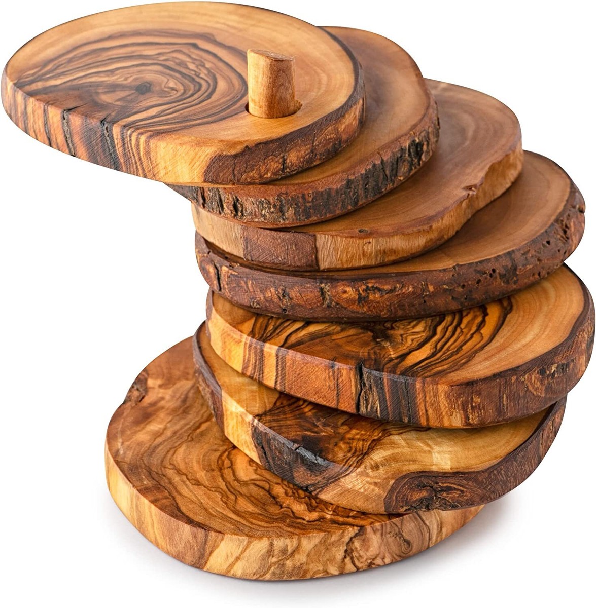 Hushee Set Di 8 Sottobicchieri Texas | Ceramica Con Base In Sughero | Regalo Inaugurazione Casa | Effetto Legno - 5
