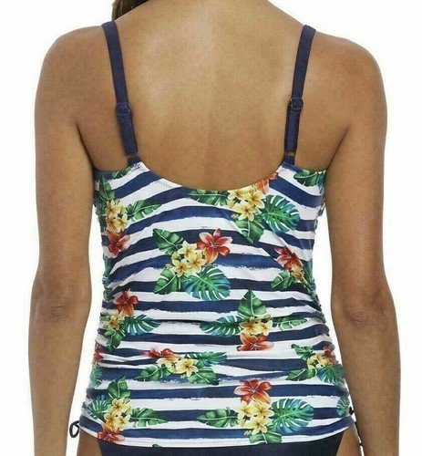 Fantasie Porto Tankini Top Size 32E Blue White Twist Front Padded Bra 6674 New - Picture 11 of 12