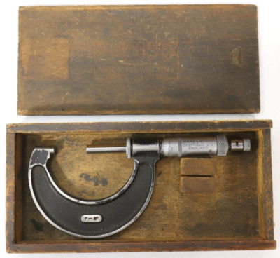Vintage Moore & Wright Sheffield England Micrometer No. 966 Wooden Box Tool H5