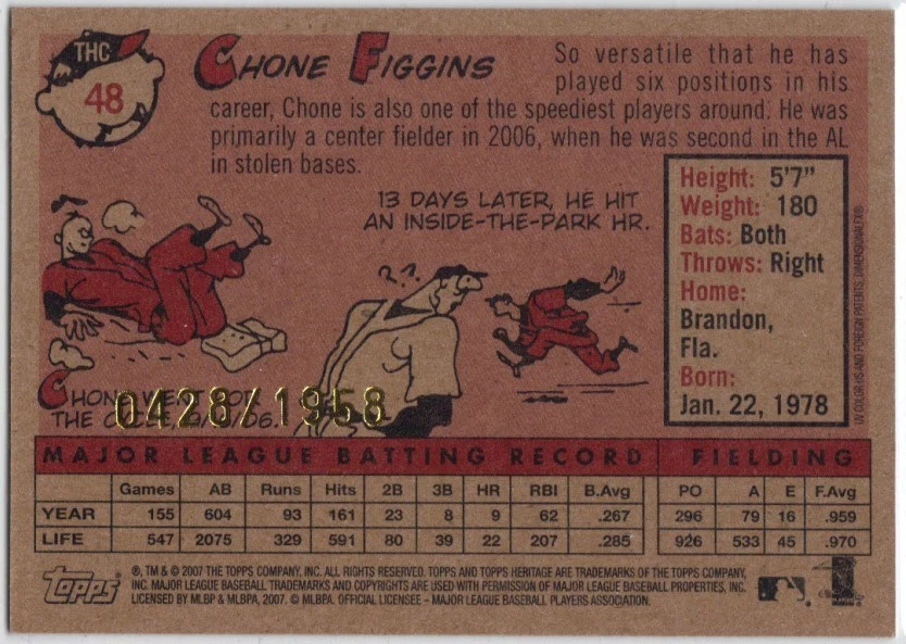 CHONE FIGGINS 2007 TOPPS HERITAGE CHROME #428/1958 - Image 2 of 2