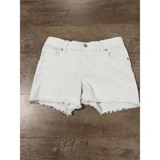 Cat Jack Girls White Denim Shorts Frayed Hem Adjustable Waist Size L 10/12