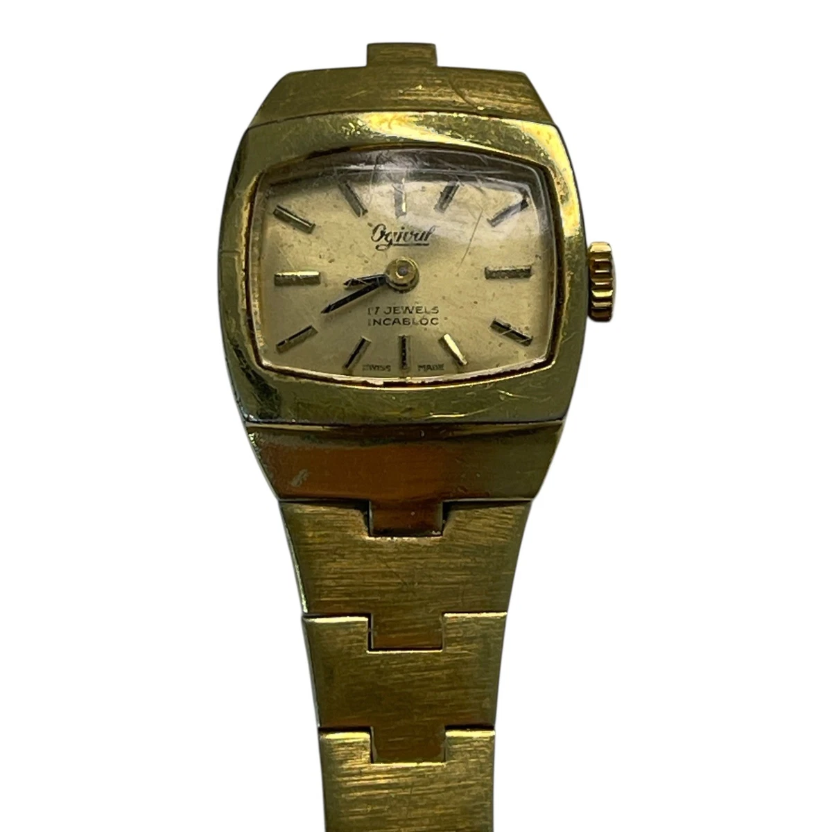 Womens Vintage Ogival 10 Micron 18k Gold Pated Automatic Date Watch Runs UFO Ogival Wristwatches for sale | eBay main image 4