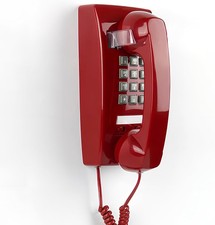 Retro Wall Mount Phone with Loud Mechanical Ringer Vintage Phones Red