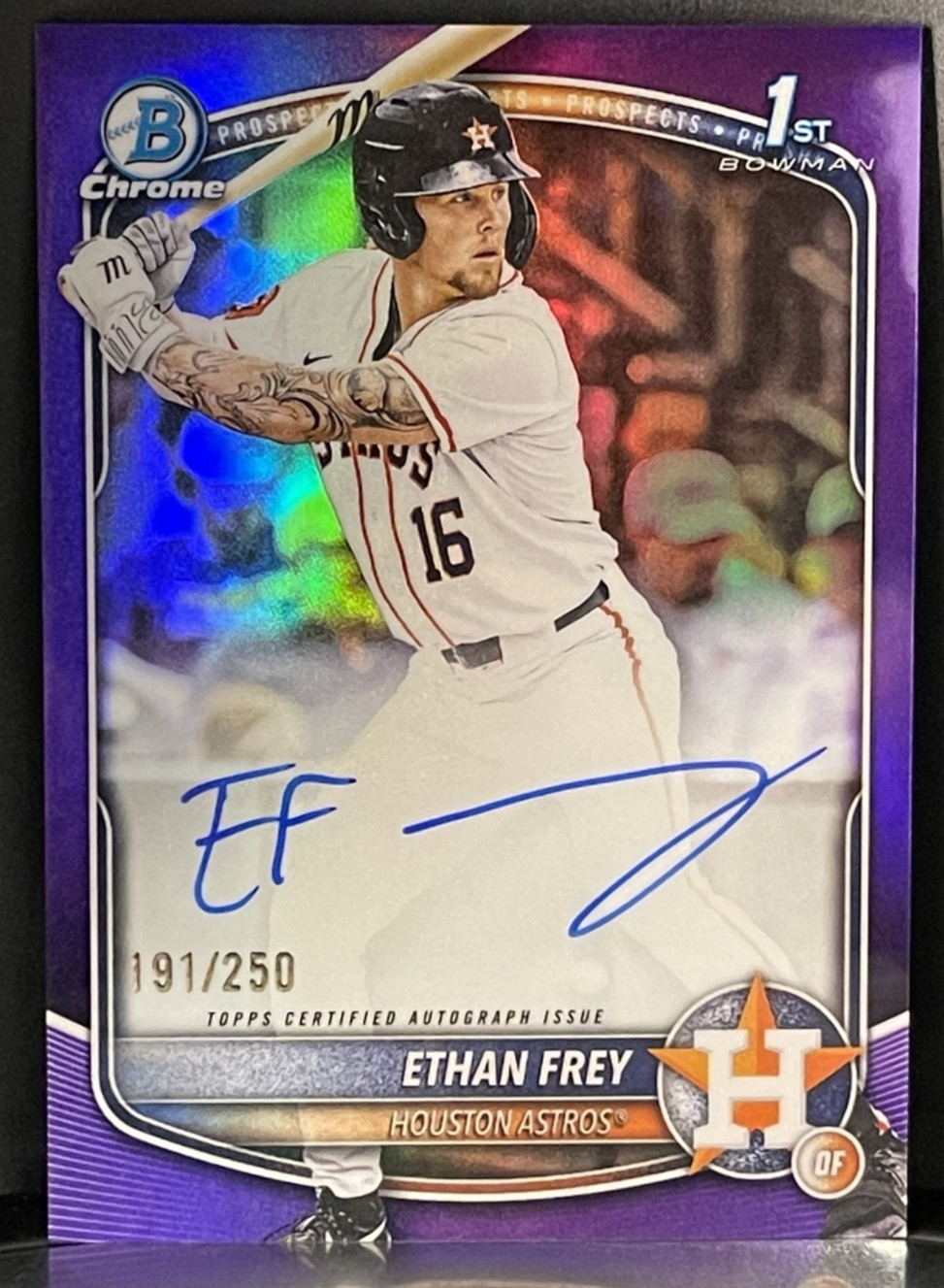 2025 Bowman Draft Ethan Frey 1st Purple Chrome Refractor AUTO /250 #CPA-EF