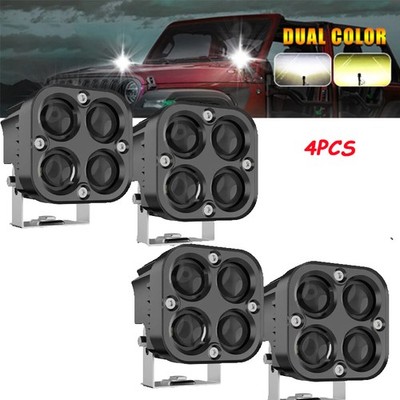 4X 3'' LED Work Light Bar Amber Pods DRL Round Offroad Driving Truck ATV Fog Lamp
