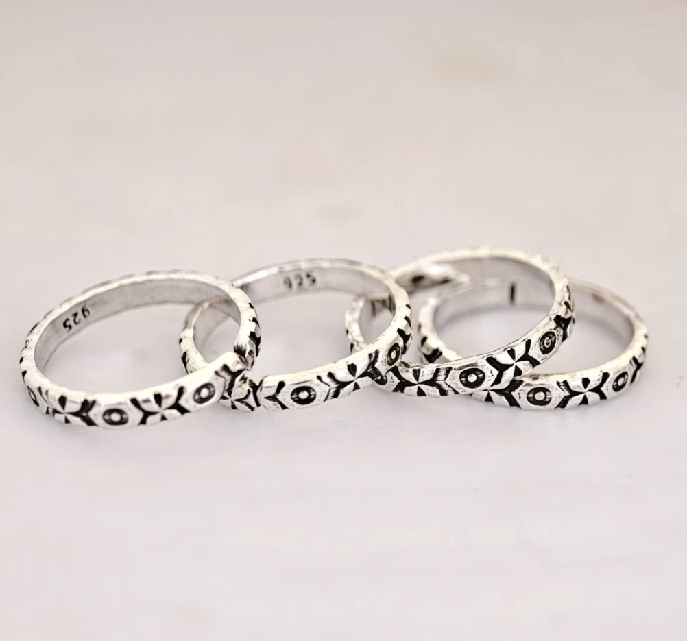 925 Sterling Silber Geometrischer Zehenring Verstellbar Boho Oxidiert Fußschmuck