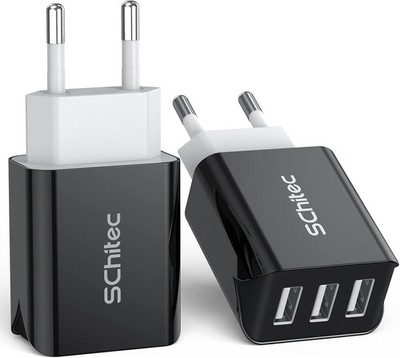 SCHITEC Ladegerät Netzteil, 2 Stücke 3 Port 15W 3A USB Netzstecker Ladeadapter f