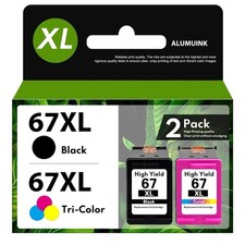67XL Ink Cartridges 2Pack Black Tri-Color, Compatible, NEW, SEALED, NO BOX