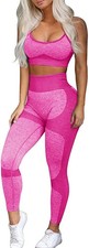 s Workout Sets 2 Piece - Seamless Yoga Leggings and Cross-Strap Sports Bra G...