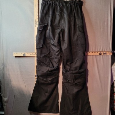 Mallrats B881 Black Techwear Cargo Pants Wide Leg Flare Articulated Knee XL NEW