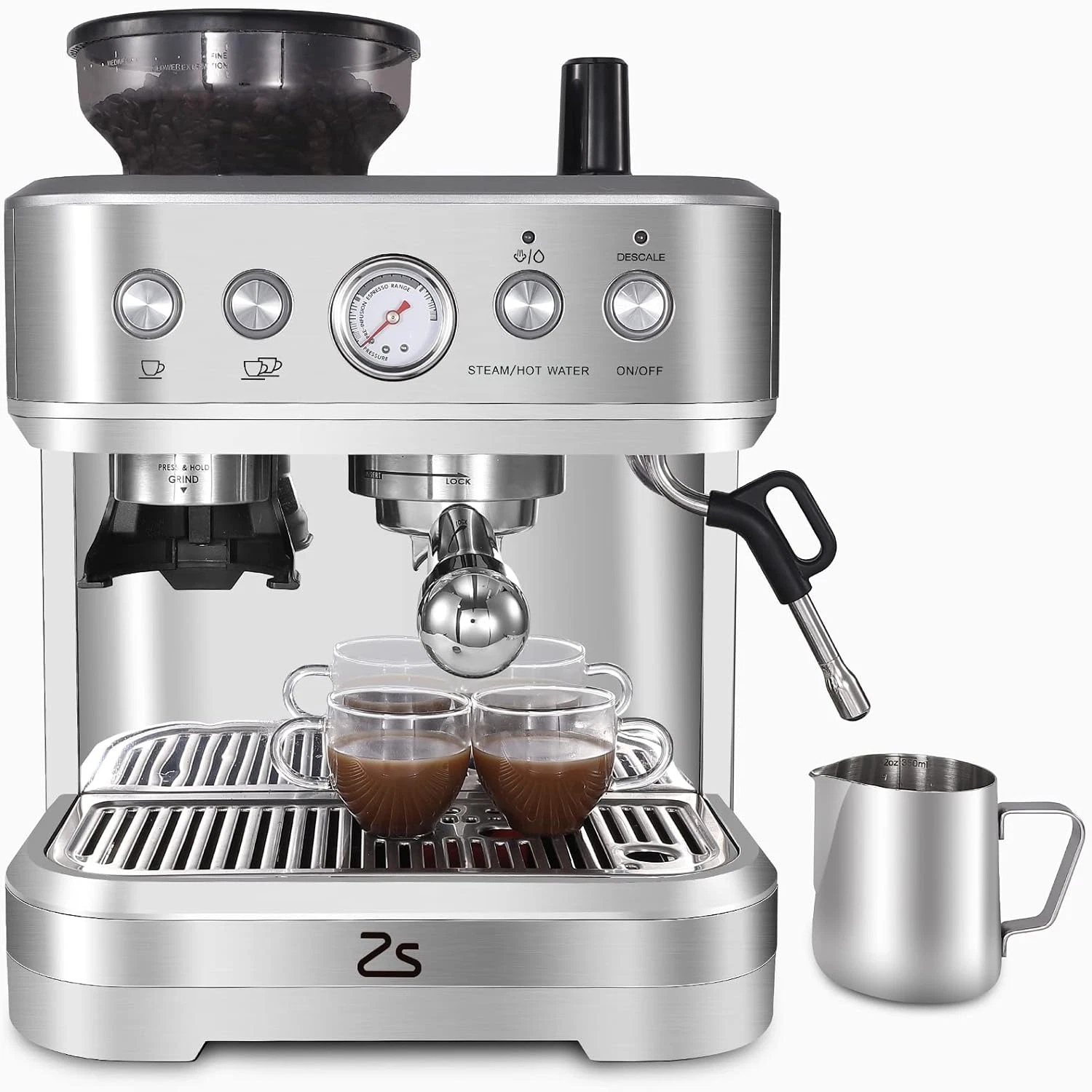 15 Bar Espresso Machine with Milk Frother & Grinder - Perfect Gift!