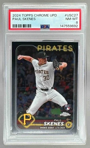 147559692 Paul Skenes 2024 Topps Chrome Update #USC27 Rookie RC PSA 8