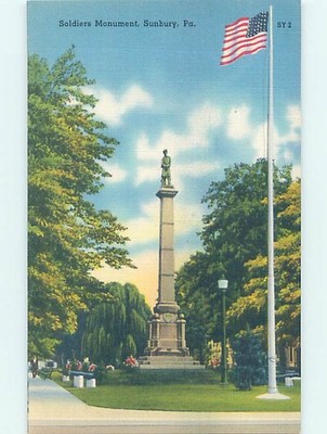 Linen MONUMENT SCENE Sunbury - Near Williamsport Pennsylvania PA m/01 AE7603@