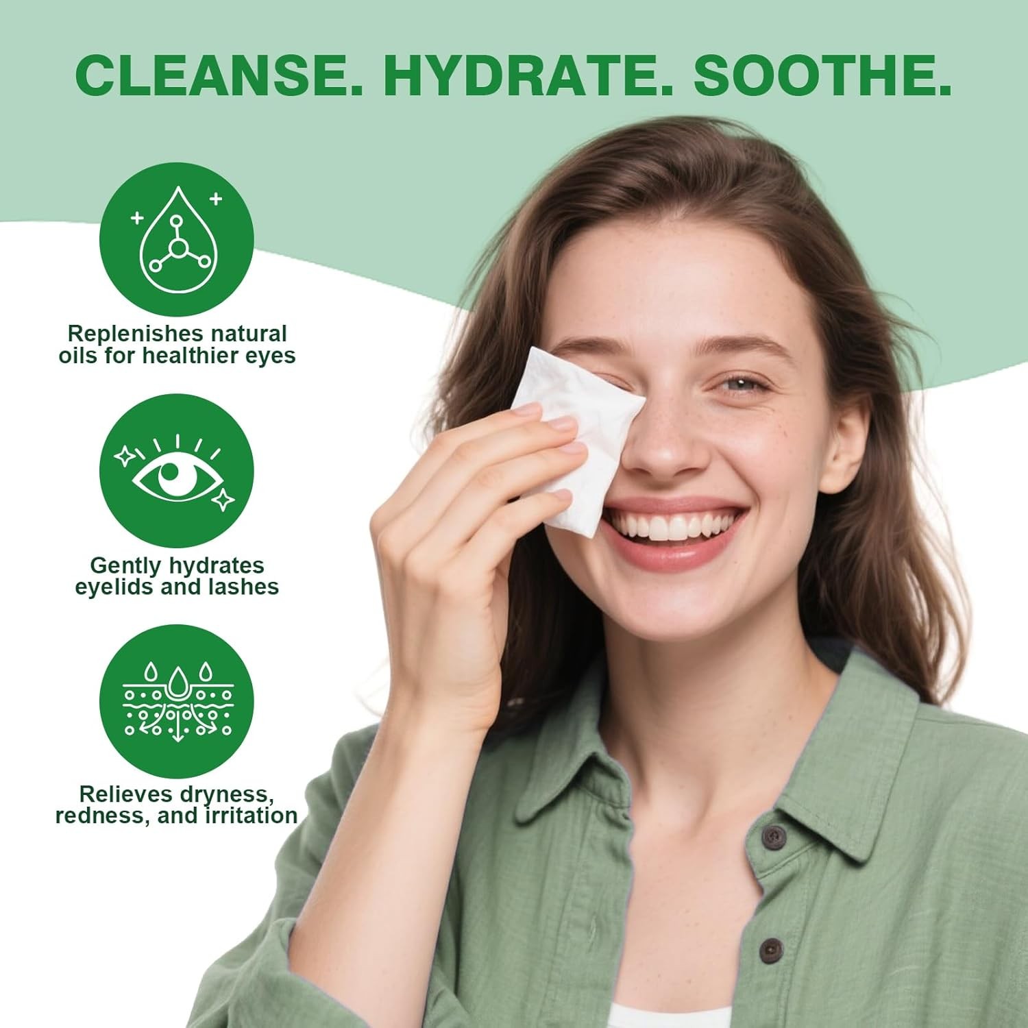 60PCS Tea Tree Oil Eyelid Wipes Individually Wrapped Eye Lid Cleaning Wipes Soot