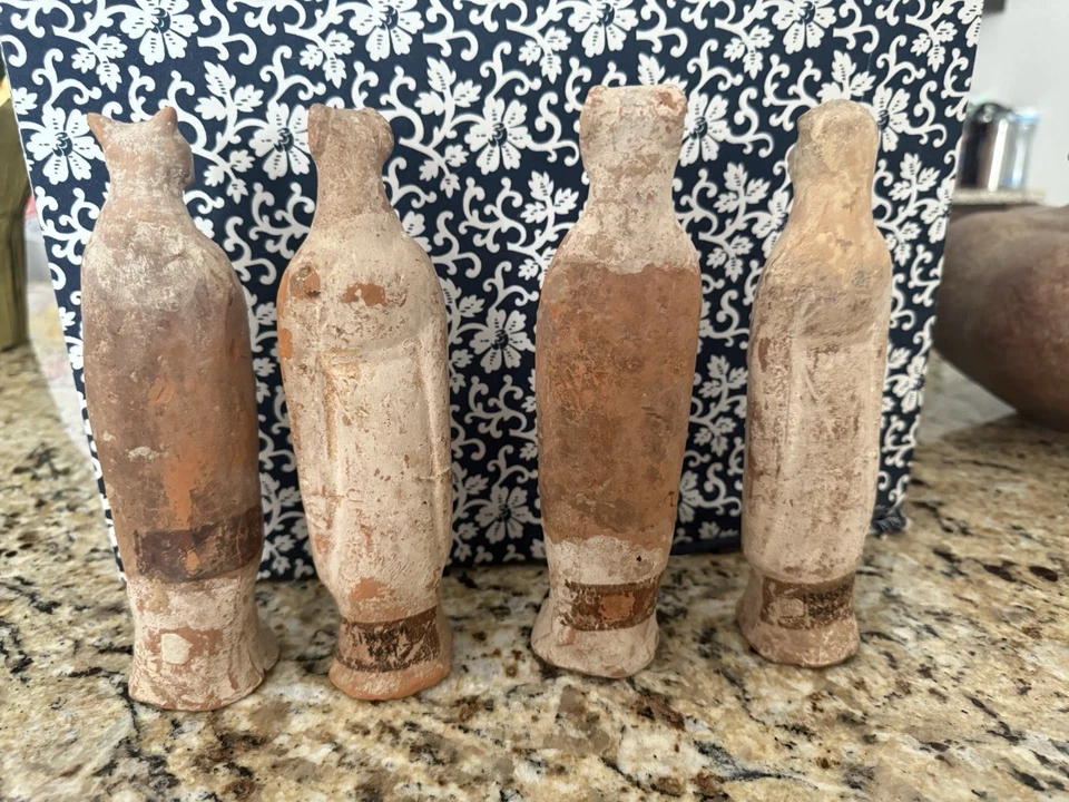 Conjunto de 4 estatuetas de pedra do túmulo da dinastia Tang (618-907) arte antiga muito rara da China - Imagem 2 de 4