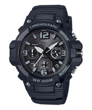 Casio MCW100H-1A3V,  Chronograph Watch, 100 Meter WR, Black Resin, Date