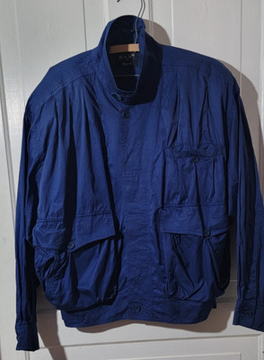 90s Vintage JOOP Italy High Fashion Breeks Jacket Men's Med Blue 100% Cotton