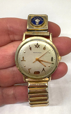 Vintage HAMILTON MASONIC Men's Mechanical Wristwatch USA 10k GF WORKING
