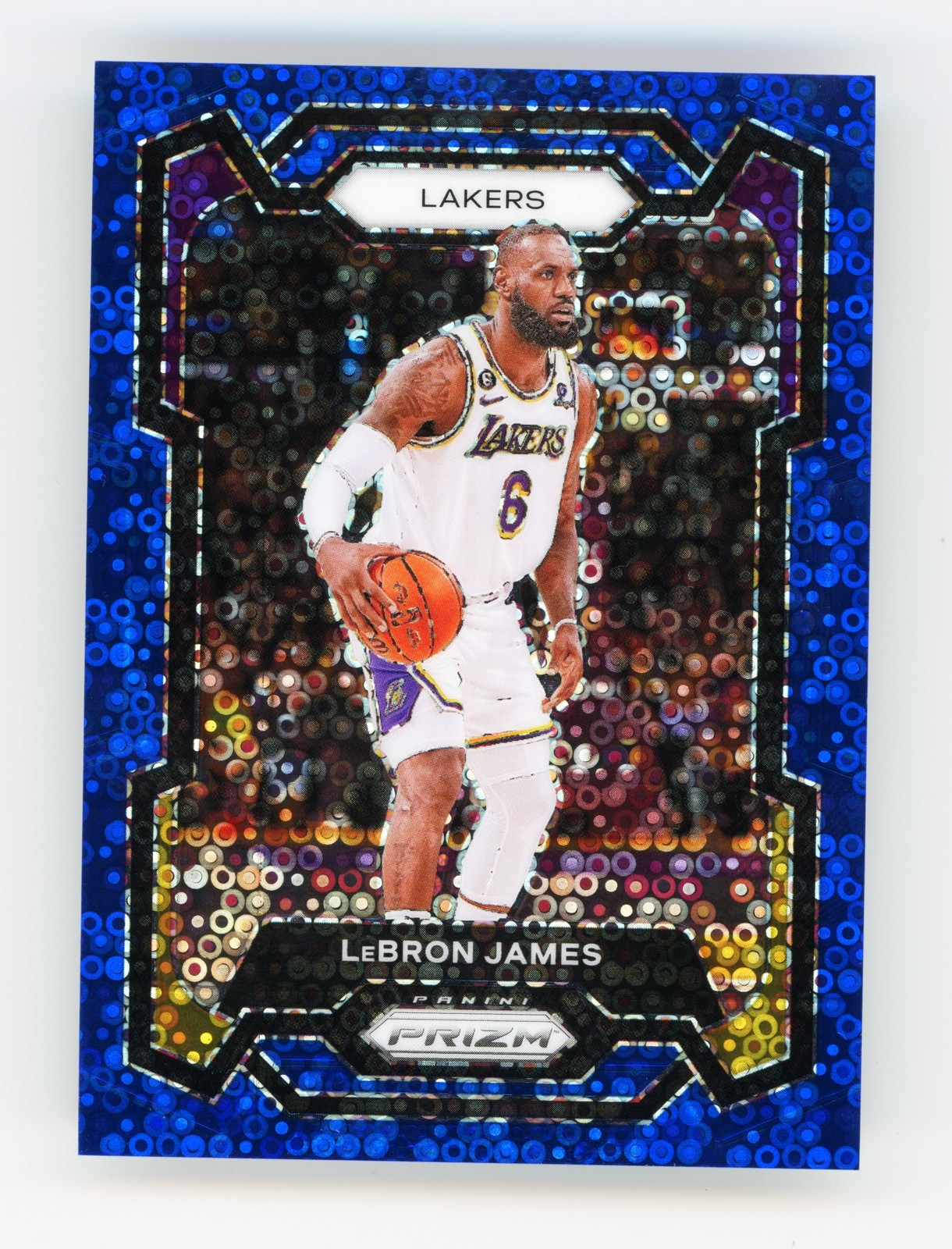 2023-24 Panini Prizm LeBron James Prizms Fast Break Blue /150 #63 Lakers
