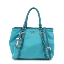 PRADA Nylon Leather 2Way Tote Hand Shoulder Bag Green BN1841 Authentic Used F/S
