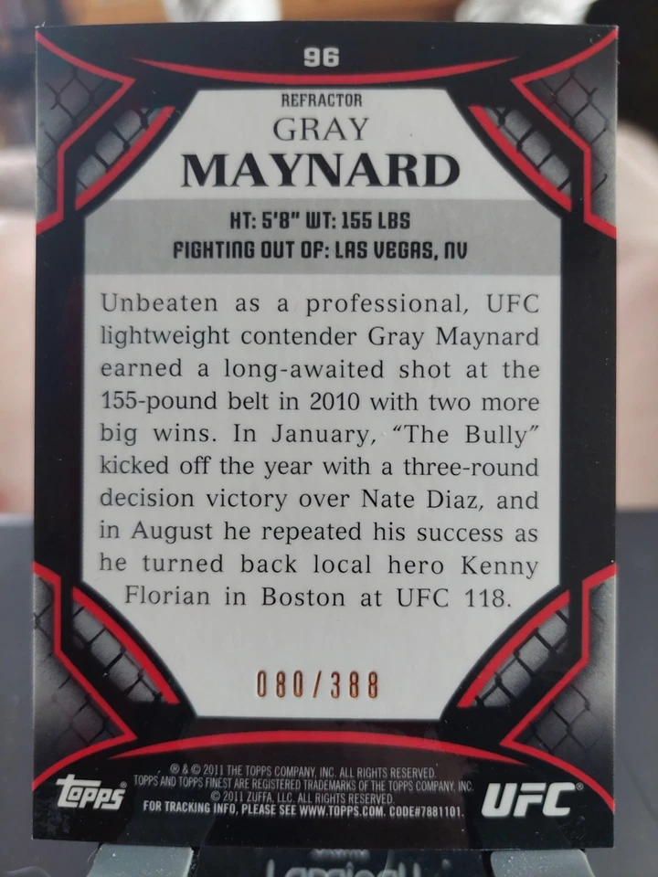 Gray Maynard #96 2011 Topps UFC Finest X-Refractor #080/388 - Image 2 of 2
