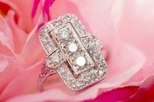 Art Deco Antique 1.10 Ct White Diamond Vintage Wedding Ring 925 Sterling Silver