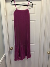 Abercrombie Fitch Fuscia Pleated Midi Detachable Straps Dress Sz Small NWT $130