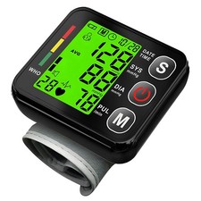 Wrist Blood Pressure Monitor Backlit LCD Screen Heart Rate BP Machine Automatic