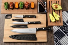 3PCS Kitchen Knife Set with Sheath, 8" Chef, 4.5" Utility, 4" Paring, Stainless