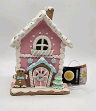Christmas Pink Sweets And Treats LED Village Icing Resin GINGERBREAD HOUSE Decor