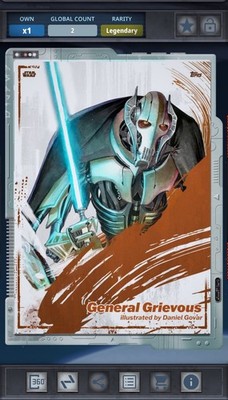 Star Wars Card Trader General Grievous 2cc Silver Gilded Stellar Digital Card!