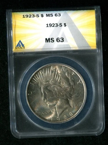 1923 s peace dollar ANACS MS63....Great Luster...
