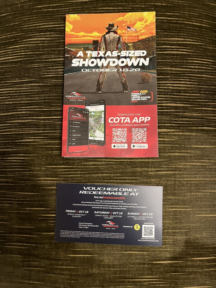 2024 F1 AUSTIN Grand Prix TICKET Voucher Guide Campus Map