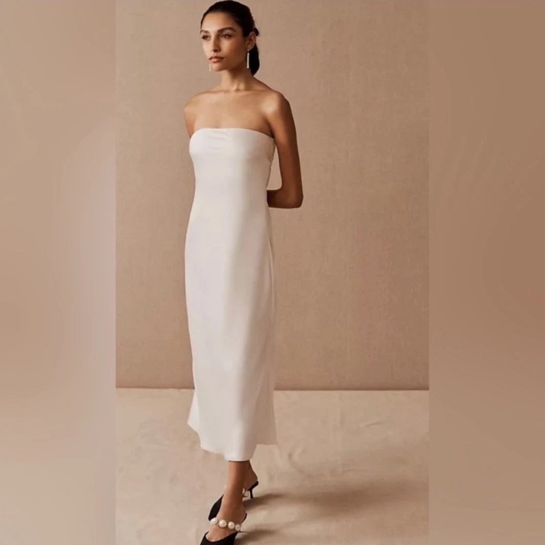 sachin & babi stretch satin strapless side-slit maxi dress BHLDN Dresses