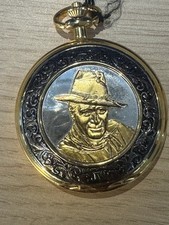 FRANKLIN MINT JOHN WAYNE COLLECTOR POCKET WATCH  "JW"  With Tags Unboxed