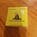 10g bar  .999 Fine Silver "Don't Tread On Me" Flag Bar in  Sealed Box