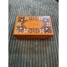 Vintage Wooden Decorative Box Arabic Inlay Wo...