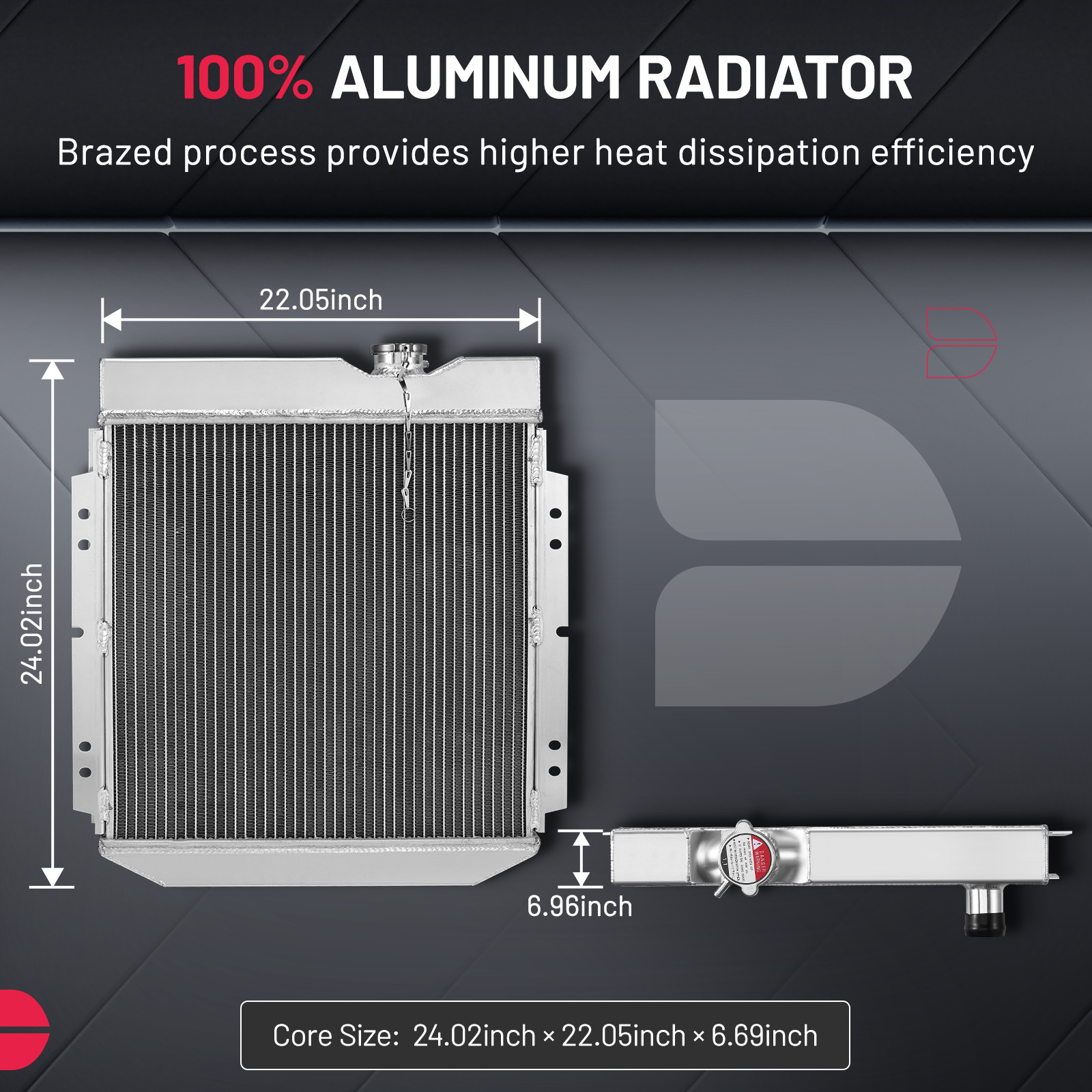 RA-FM64-3 Aluminum 3ROW 44mm auto radiator fitfor 1964 Ford Mustang Base US SHIP