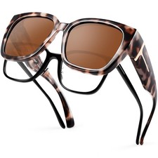 Over Glasses Sunglasses For Women Men, Polarized Oversized Trendy Square Styl...