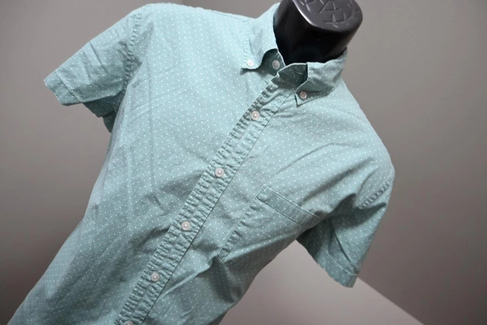 J Crew Stretch Dress Shirt Slim Fit Button Up Short Sleeve Dotted Mens Sz Medium - Image 4 of 4