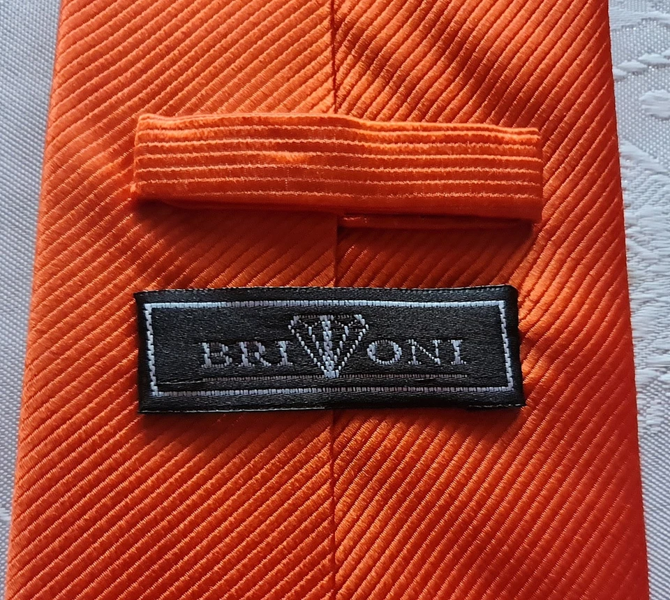 CORBATA PARA HOMBRE CABALLERO ITALIA VINTAGE AUTÉNTICA BRIONI SEDA NARANJA MACIZO Foto 4 de 4
