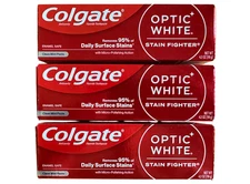 Colgate Optic White Stain Fighter Toothpaste Clean Mint 4.2oz (3-Pack) Exp 12/26