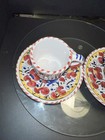 Fima Deruta Italian Pottery Rooster Demitasse/Espresso Cup & Saucer 4pc Set — photo 4