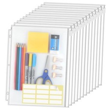 12 Pack Binder Pockets, 8.5 x 11 Zipper Pouches for 3 Ring Binders