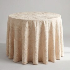 Beige Floral Jacquard Wedding Tablecloth Cambridge Polyester Dining Cover